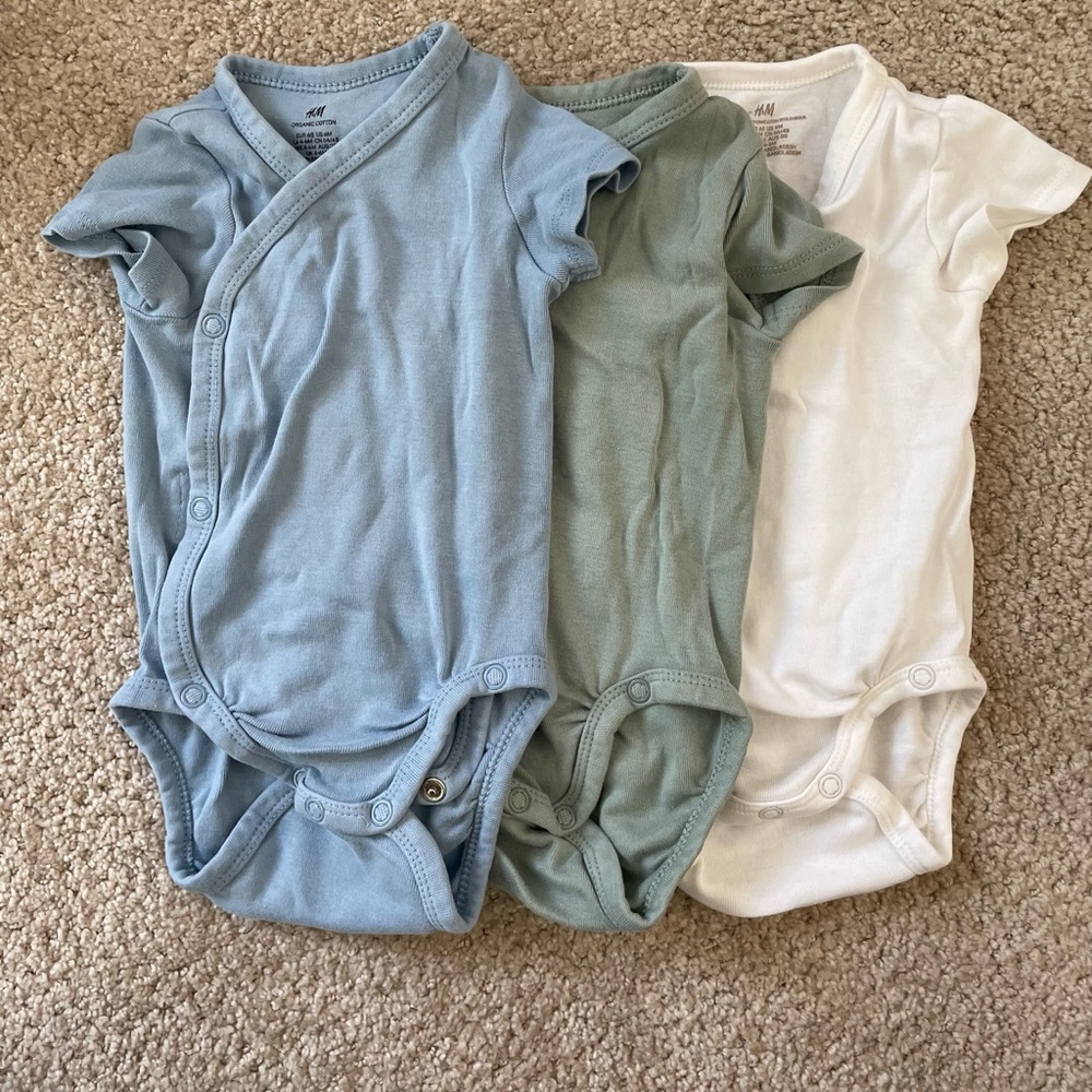 3 Short Sleeve H&M Wrapover Onesies